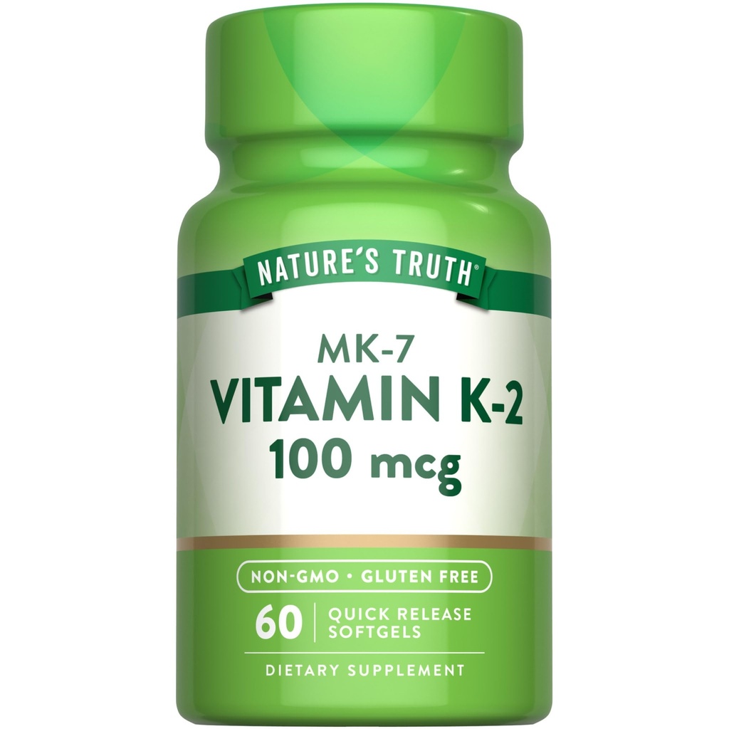 Nature's Truth Vitamin K2 MK-7 | 100 mcg | 60 Softgels | Non-GMO & Gluten Free Supplement