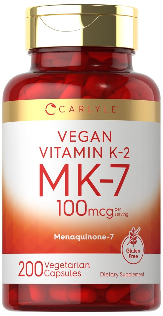 Carlyle Vitamin K2 MK-7 100 mcg | 200 Vegan Capsules | Menaquinone-7 Supplement | Non-GMO, Gluten Free