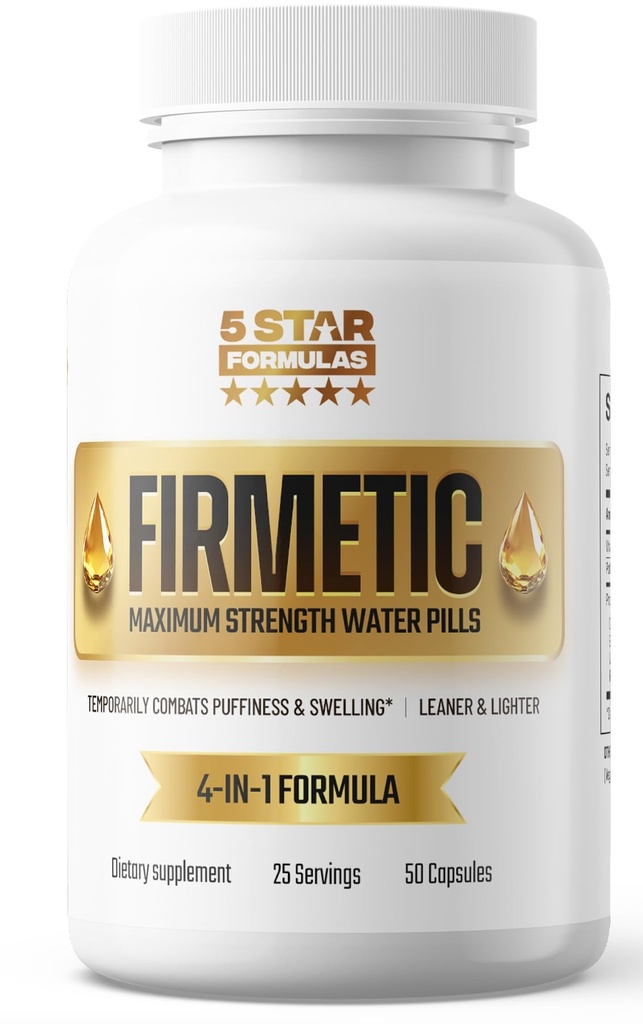 Firmetic: Water Pill For Your Swollen Foot, Leg, or Ankle - Reduce Water Retention & Swelling with Natural Water Pills - Firmetic Includes These Diuretic Supplements: B6, Caffeine, Dandelion & More.