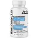 Youth & Tonic Water Cutting Pills - Natural Diuretic Complex for Temporary Water Gain, Swelling, Fluid Retention, Puffiness, Swollen Legs, Ankles, Arms, Puffy Eyes. for Men & Women with 30 Capsules
