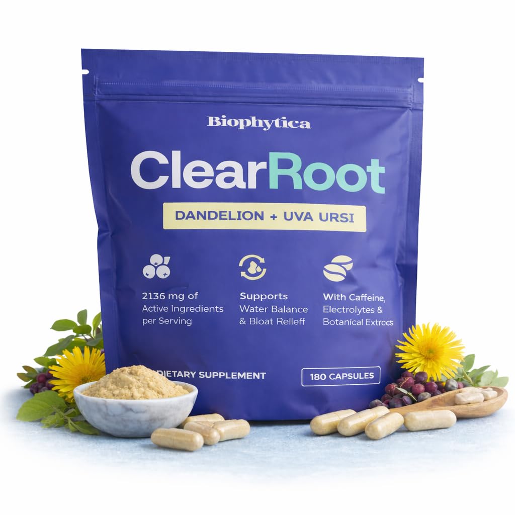 Looking for Relief from Swollen Feet and Legs? ClearRoot Water Pills Help Swollen Legs and Feet with Natural Diuretic Herbs, Dandelion & Uva Ursi, Electrolytes, Bloat Support, 180 Capsules