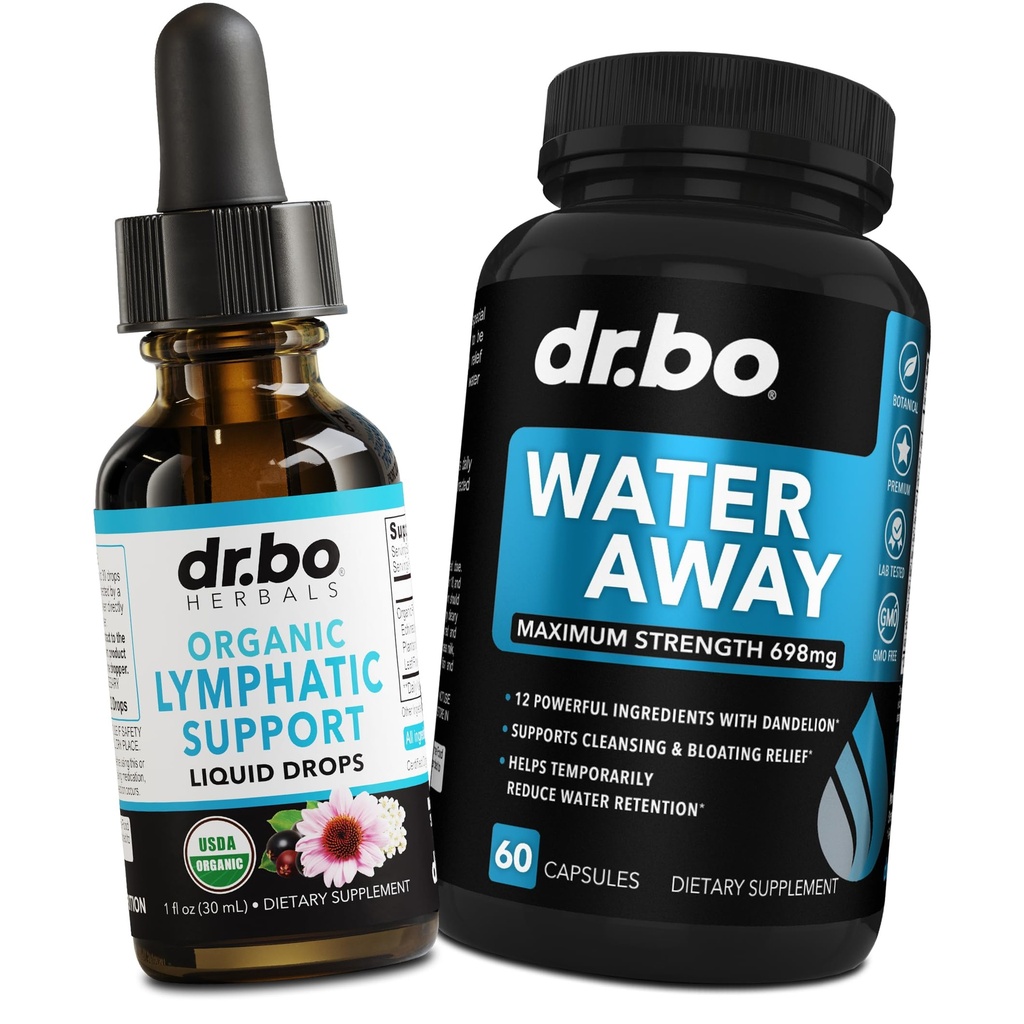 Lymphatic Drainage Supplements Drops & Water Pills Diuretics - Organic Lymphatic Support Liquid Drops Cleanse & Natural Away Pills Herbal Diuretic - Lymph System Support Drainage Water Retention