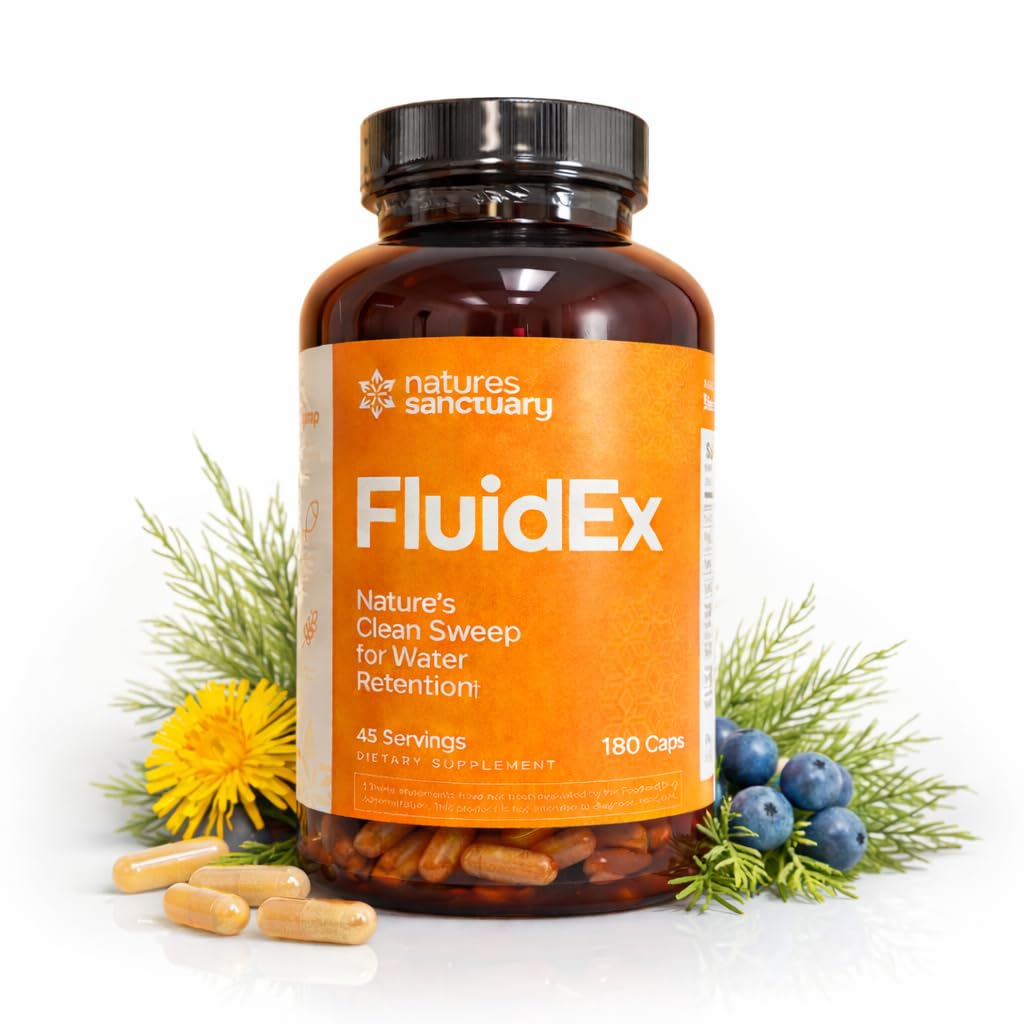 Fluidex Water Pills for Swollen Legs & Feet – Natural Diuretics to Reduce Water Retention in Your Leg or Foot, Electrolyte & Potassium Support, Potent Formula for Bloating Relief & Daily Water Balance