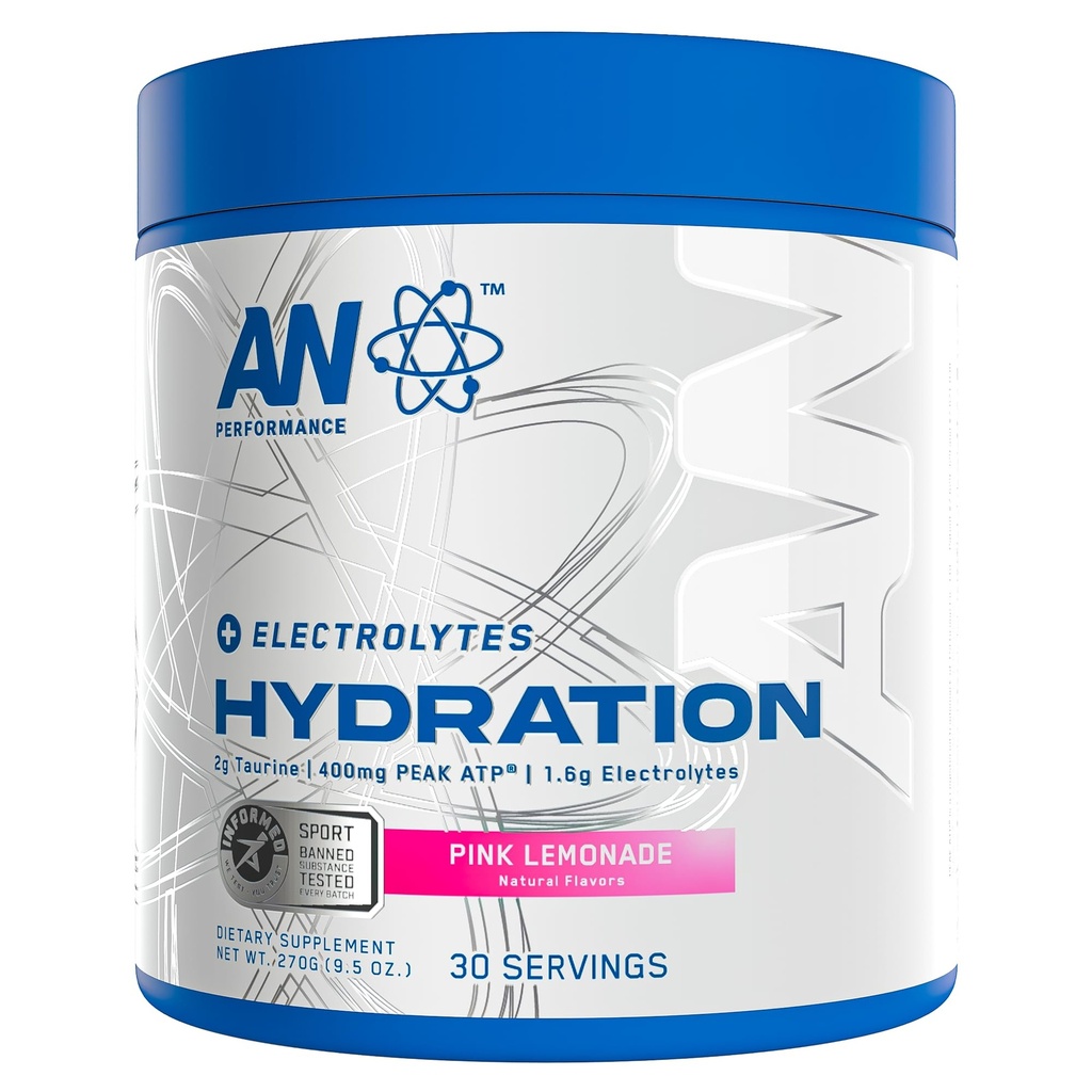 AN Performance Electrolyte Drink Mix | Zero Sugar Hydration Powder | Magnesium + Calcium + Potassium | Pink Lemonade | 30 Servings