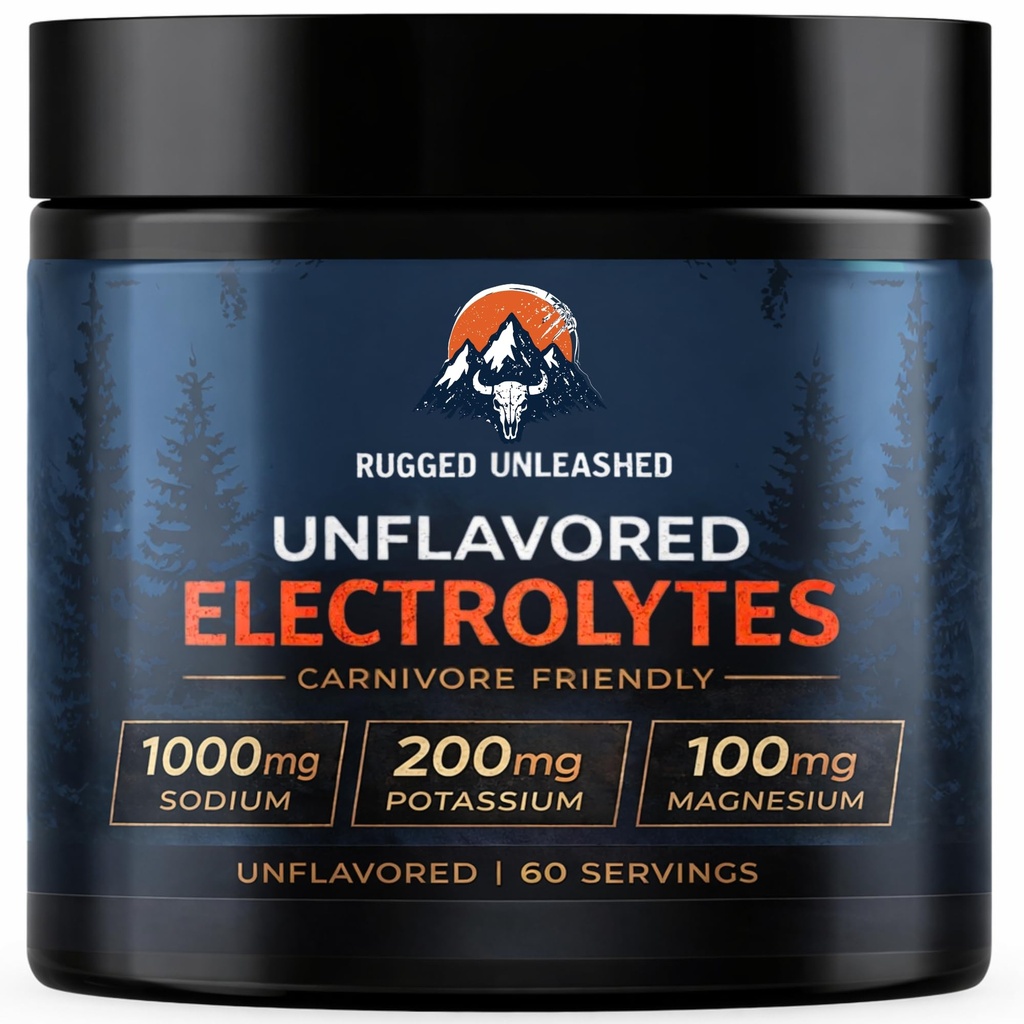 Carnivore Electrolytes – Unflavored, Sugar Free Electrolyte Powder for Carnivore Diet, Keto & Fasting – Zero Sugar, Flavorless High Sodium Hydration with Magnesium, Potassium & Sodium – 60 Servings