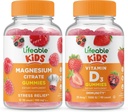 Niños de Magnesio Vidable + Vitamina D Niños, Gummies Bundle - Gran Tasting, Suplemento de Vitamina, Gluten Gratis, GMO Gratis, Chewable Gummy