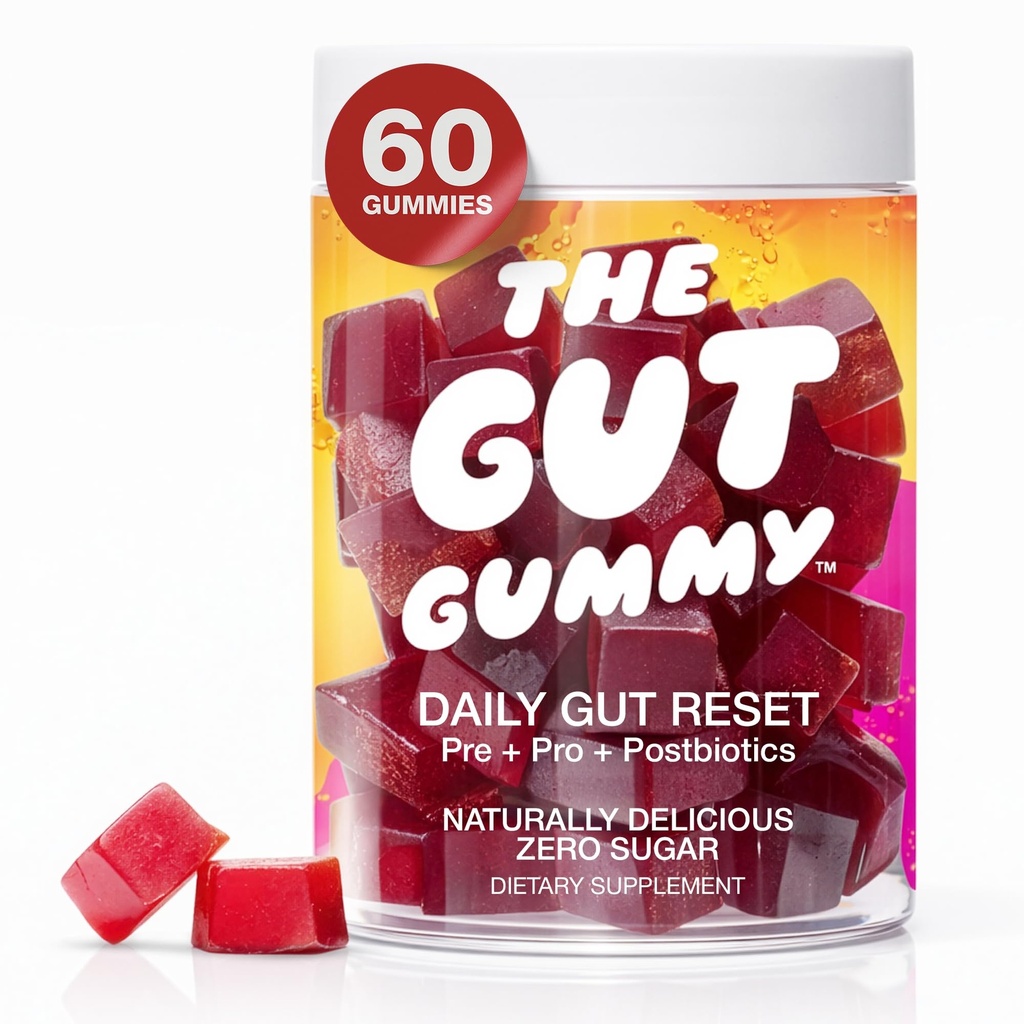 GG360 - Gut Health for Women & Men, Pre Post Probiotics Gummies for Digestive Health, Constipation, Tribiotics for Bloating, Immune Support, Skin & Belly Fat, Tart Cherry – 60 Count