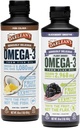 Barlean Omega 3 Liquid Supplement Bundle, BlackBerry Smoothie Flax Seed Oil y Piña Colada Fish Oil Supplements Set, 16 oz