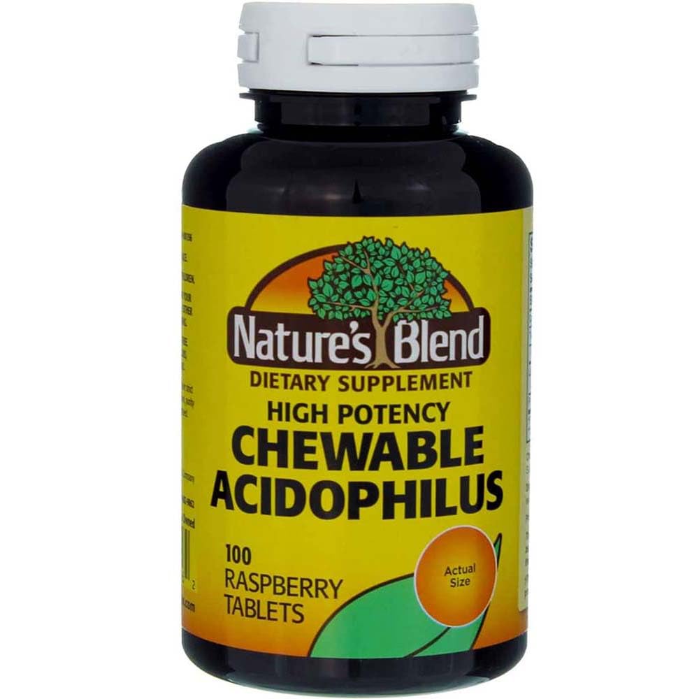 Nature's Blend Acidophilus Chewable Raspberry Flavor - 100 Tablets, Pack of 2