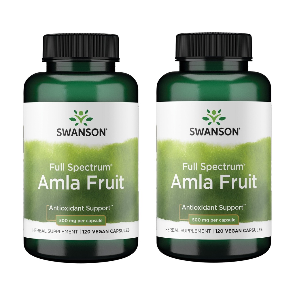 Swanson Full Spectrum Amla Fruit (Indian Gooseberry)-Ayurvedic Herbal Supplement Promoting Vitality & Energy Support-Packed with Phytonutrients to Support Wellness-(120 Capsules, 500mg Each) (2 Pack)