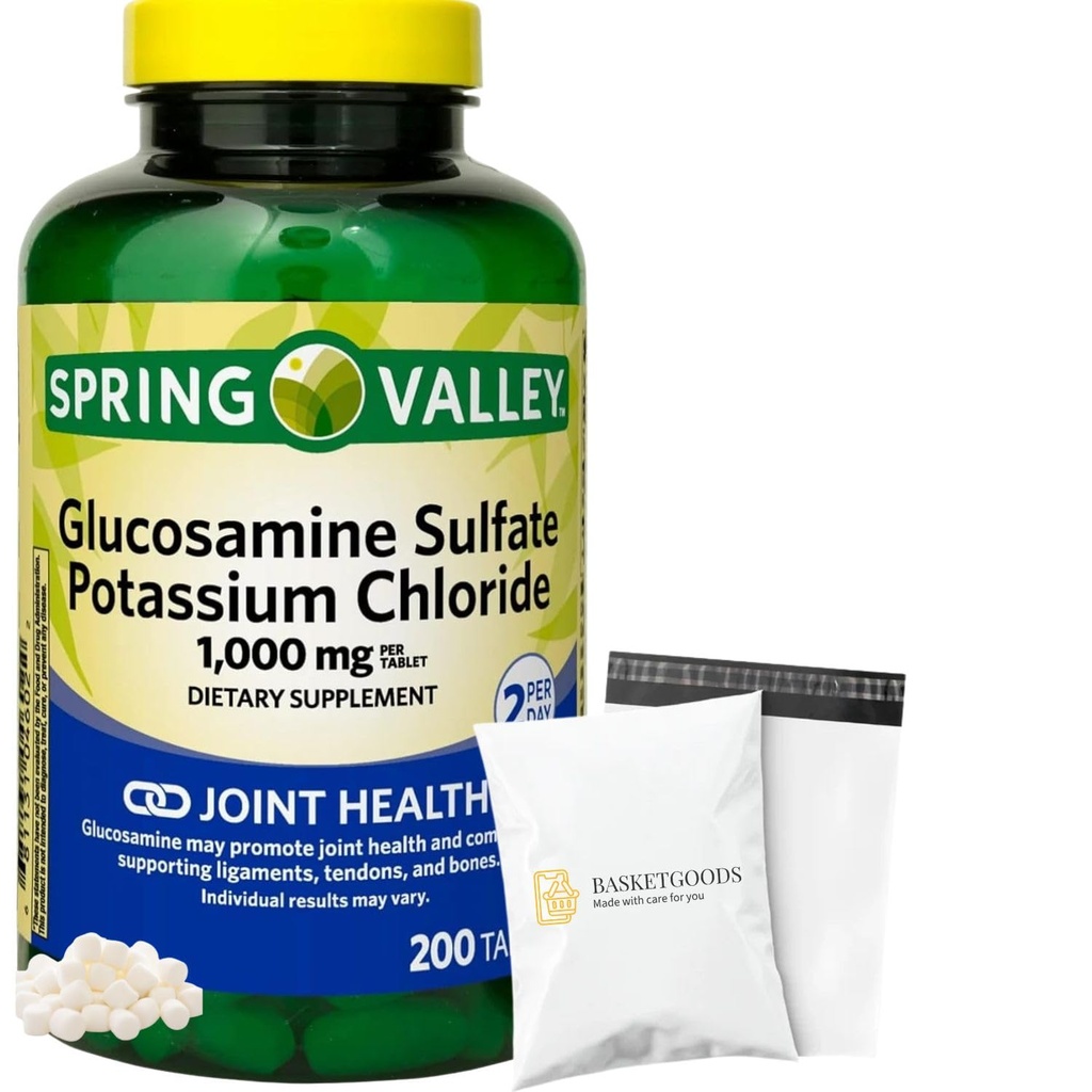 Spring Valley Glucosamine Sulfate Potassium Chloride | Glucosamina para las Articulaciones | Inflammation | 1000 mg | Set with Basket Goods Store