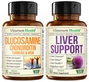 Glucosamine Chondroitin MSM Joint Support Supplement & Liver Cleanse Detox & Repair Milk Thistle Supplement for Liver Support