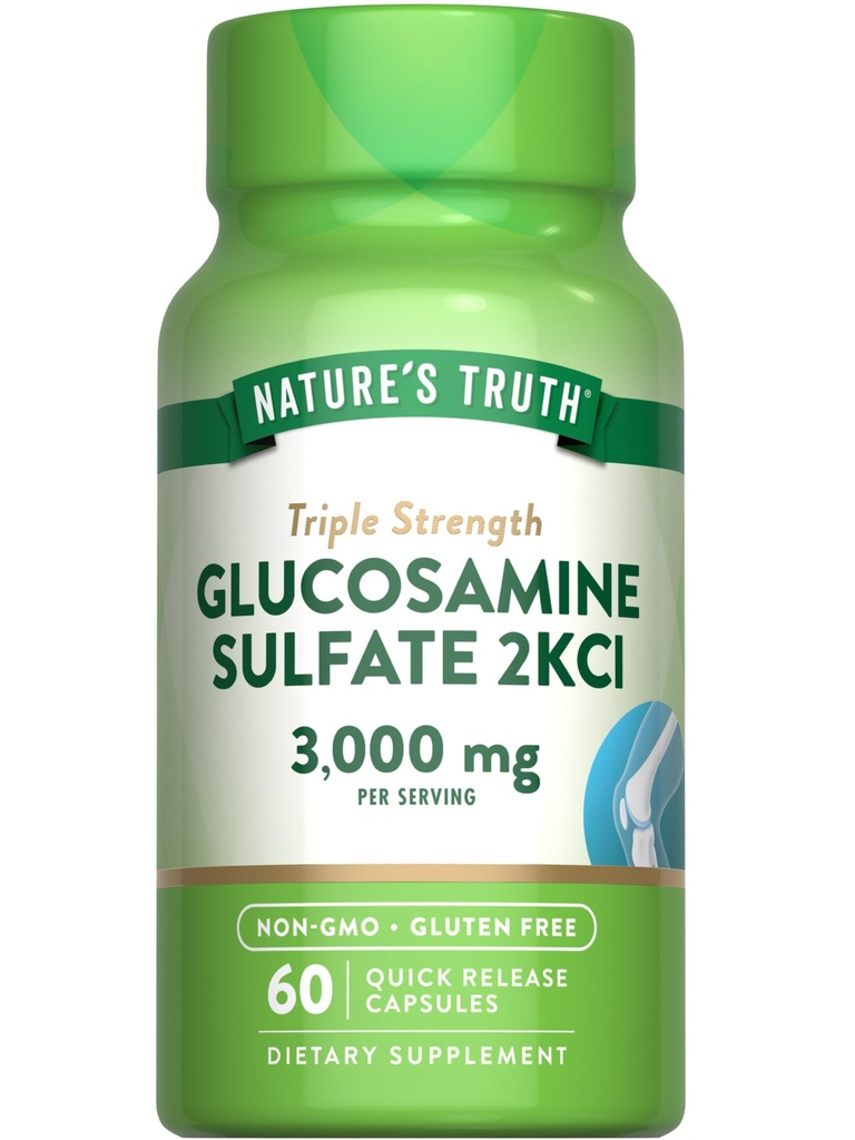 Nature's Truth Glucosamine Sulfate Capsules | 3000mg | 60 Count | Triple Strength | Non-GMO & Gluten Free Supplement