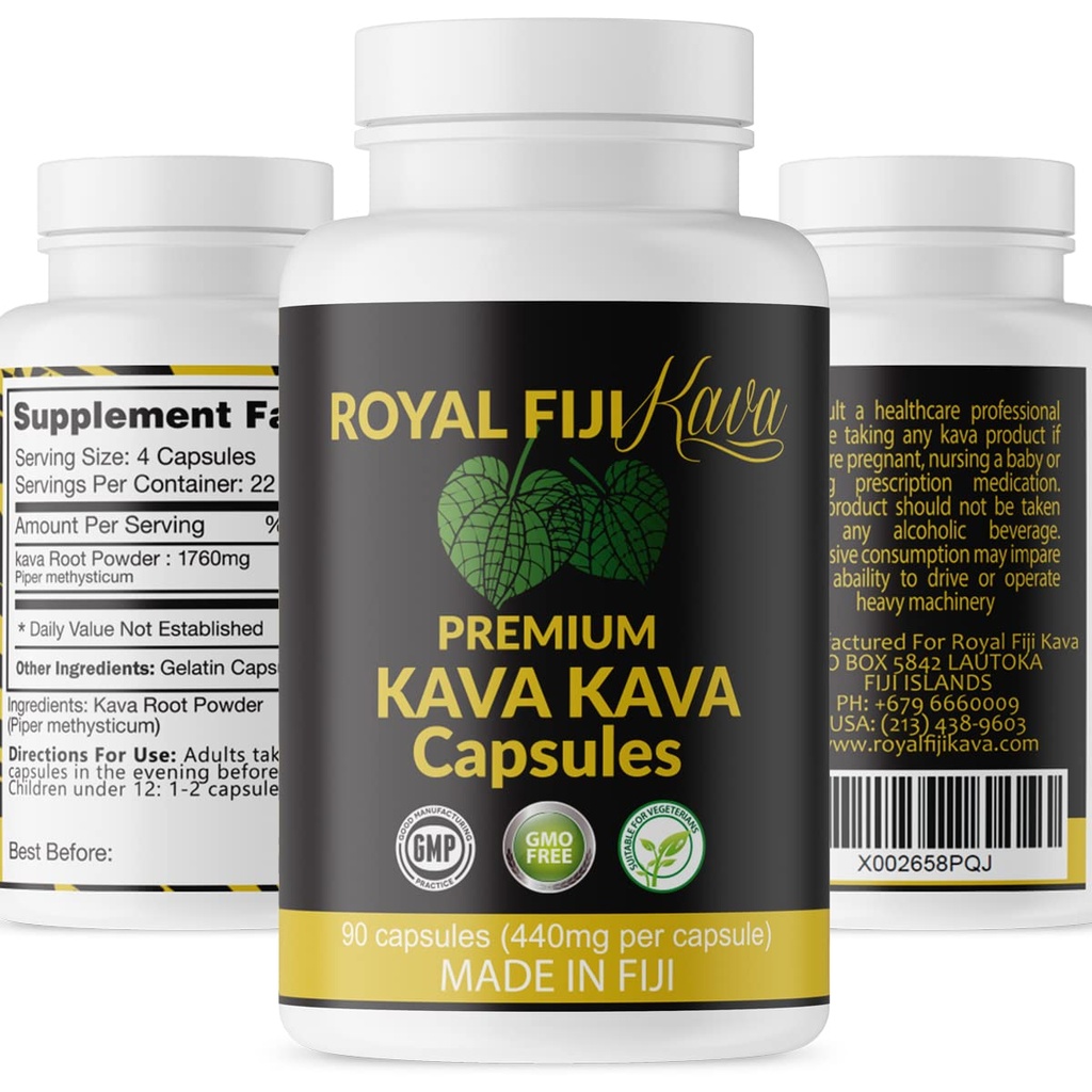 Pure Noble Kava Capsules Highest Grade Fijian Kava Kava Extract 1760mg Servings 100% Organic for Relaxation & Mood Support