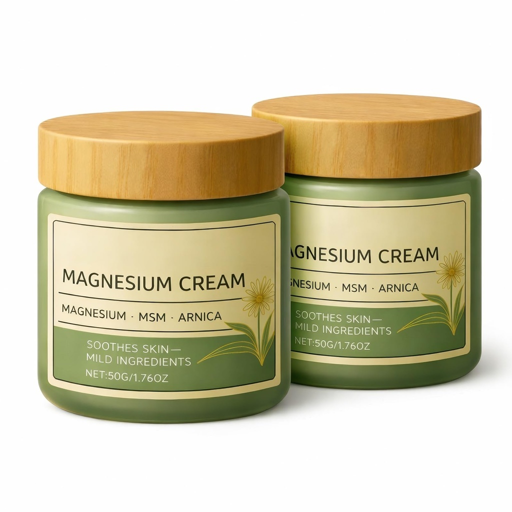2 Pcs Magnesium Cream with MSM & Arnica Gentle Formula for Daily Comfort, Non-Greasy Daily Support for Legs, Shoulders & Back, Mild Ingredients for Skin Soothing- 50g/1.76oz