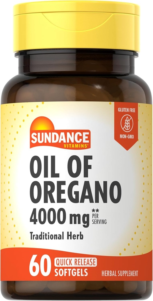 Sundance Oil of Oregano 4000mg Softgels ← 60 Pills ← Herbal Suplemento Tradicional ← Non-GMO y Gluten Free Formula
