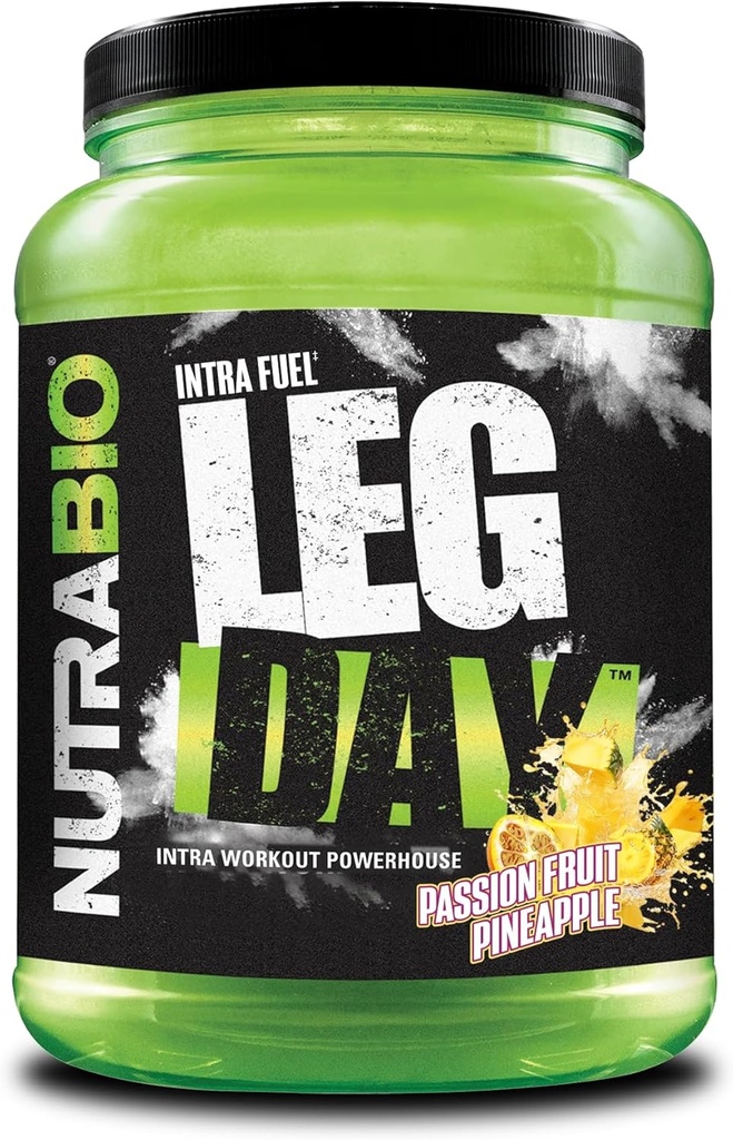 NutraBio Leg Day Intra Workout Powder – Advanced Carb Supplement with Cluster Dextrin &amp; Electrolytes –Carb Powder with EAAs/BCAAs – Cyclic Dextrin for Performance - Passion Fruit Pineapple,20 Servings