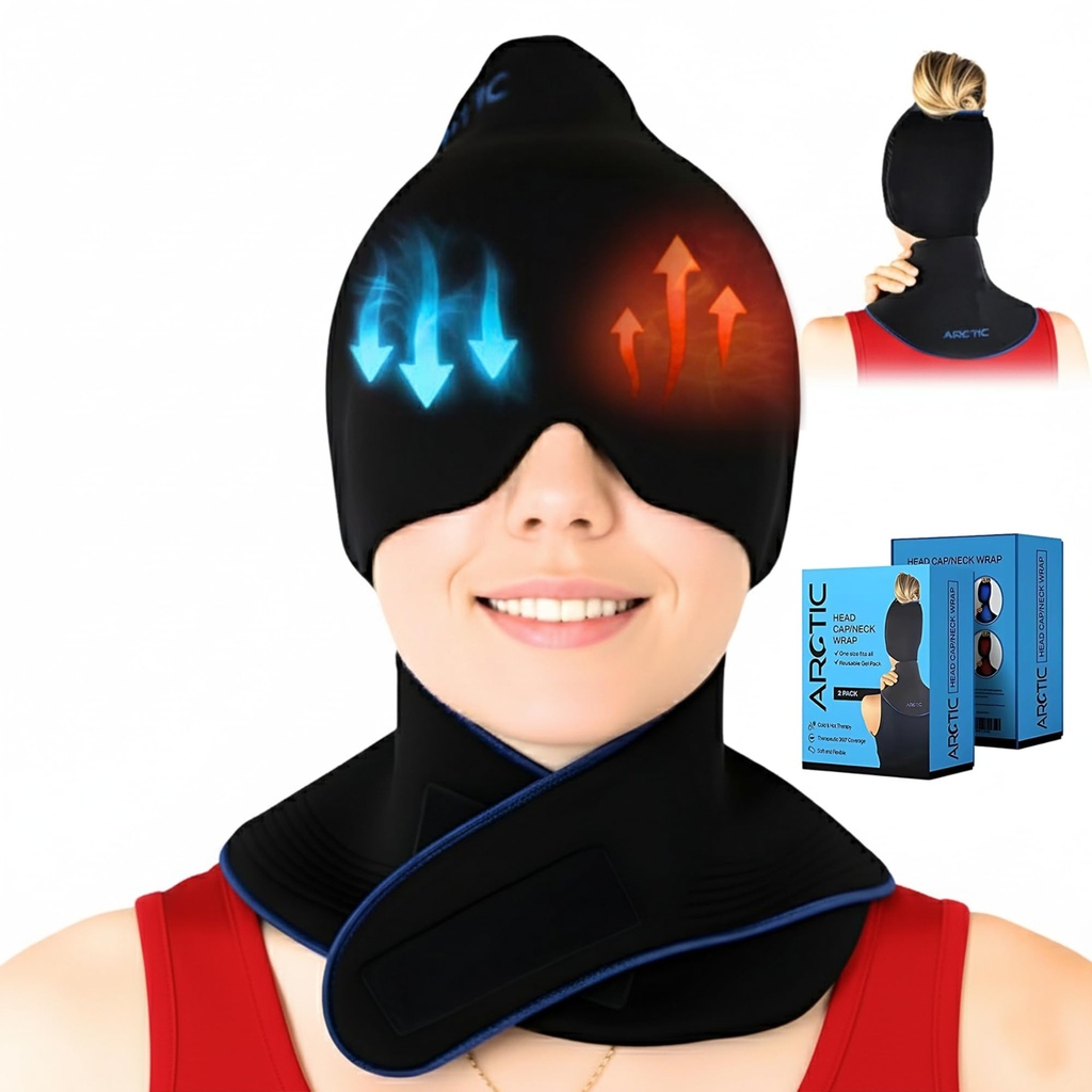 Value Pack - Headache Relief Cap + Neck Ice Wrap | Cold Cap for Migraines | Migraine Cap Set – Best Gifts for People With Migraines | Flexible Ice Headache Cap for Cooling Migraine Pain & Sinus Relief