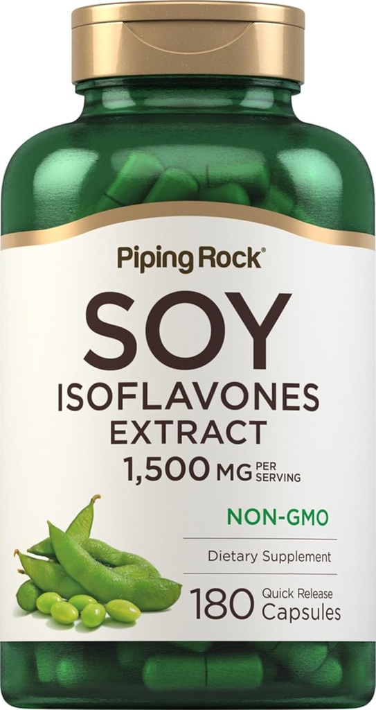 Piping Rock Soy Isoflavones TEN 1500 mg ANTE 180 Capsules TENIDO Non-GMO, Gluten Free Extract Supplement