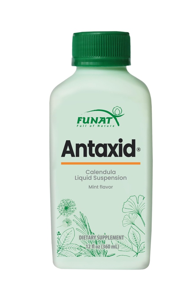FUNAT Antaxid Liquid Suspension with Calendula, Mint and Colloidal Clay for Rapid Relief from Acid Reflux and Fullness - 8 oz.