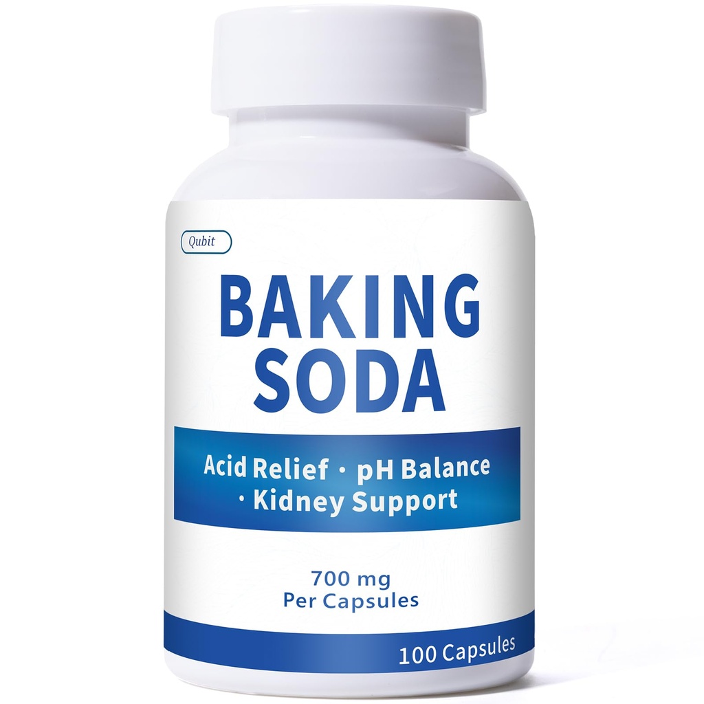 Baking Soda Capsules – 700mg Sodium Bicarbonate Supplement | Natural Baking Soda for Acid Reflux Relief, Alkalinity, PH & Kidney Health – Easy to Swallow, 100 Capsules