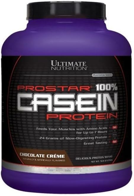 Ultimate Nutrition Prostar Micellar and Hydrolyzed Casein Protein Powder - Fat Free Overnight Muscle Growth and Recovery with BCAAs, 5 libras, Chocolate