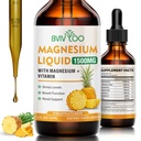 Magnesium Glycinate Liquid, High Absorption Magnesium Liquid Drops with Cellulose Fiber, Bromelain, Vitamins B6 C D & Zinc, Magnesium Supplement for Adults & Kids, Pineapple Flavor - 2 Fl Oz