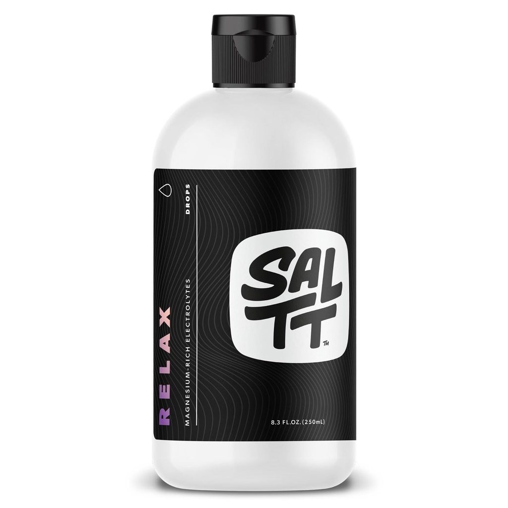 SALTT Relax Magnesium Drops - Ionic Magnesium Chloride w/Sodium, Potassium, Electrolytes - Trace Minerals Drops - Gluten Free, Sugar Free, Keto Friendly - from Utah's Great Salt Lake - 8.3 Fl Oz