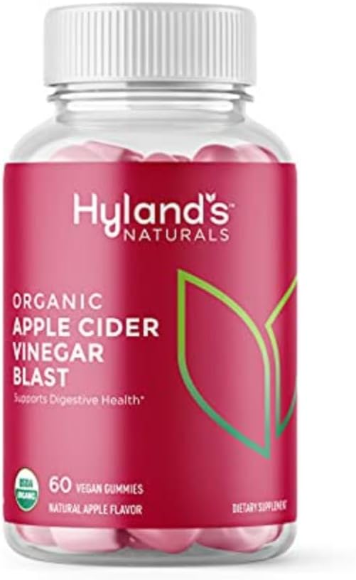 Hyland's Organic Apple Cider Vinegar Blast Gummies, Digestive Health Support, 60 Vegan ACV Gummies (30 días)