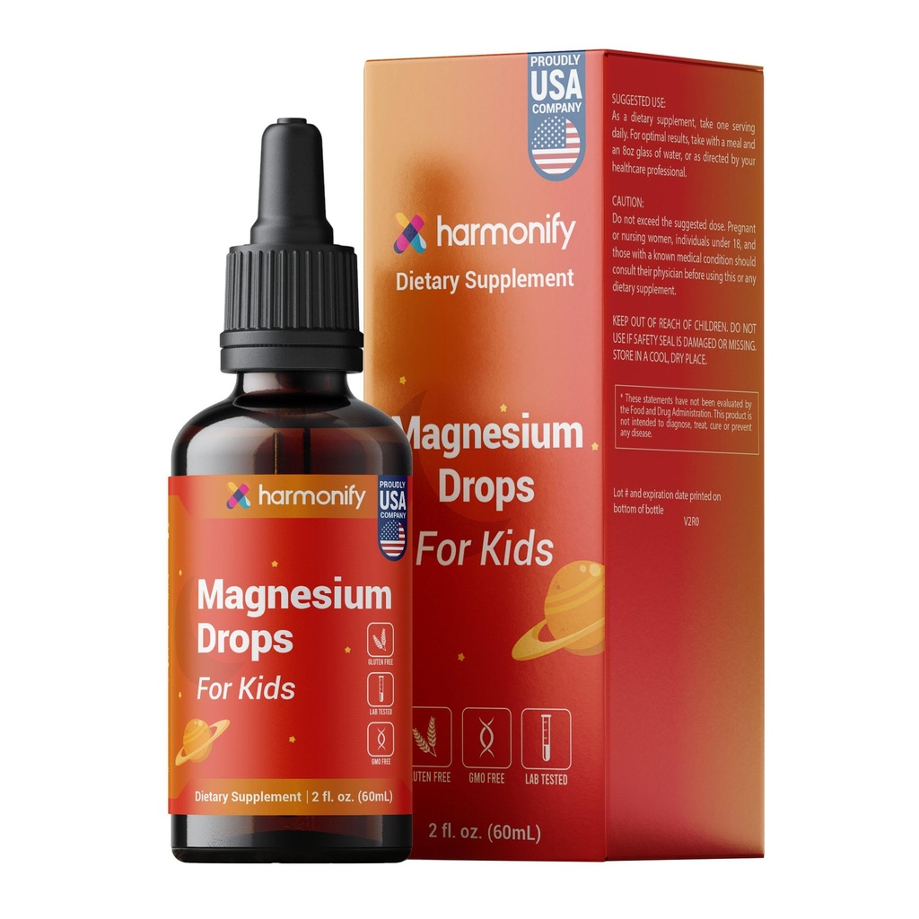 Magnesium Drops, Liquid Magnesium Dietary Supplement, 2 fl oz (60 mL), Gluten Free, GMO Free, Lab Tested