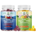 Bundle of Kids Calm Magnesium - Gummies for Nerve Bone and Muscle Health and Kids DHA - Omega 3 Gummies with Vegetarian Omega 3 6 9 for Vision Brain & Immunity - 90 Count