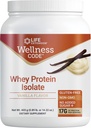 Ampliación de vida Wellness Code® Whey Protein Isolate (Vanilla), Proteína y Aminoácidos de cadena ramificada para el crecimiento muscular &amp; Immune Health, no Sugar Añadido, Gluten Free, Non-GMO, 403 Grams (20 Servings)