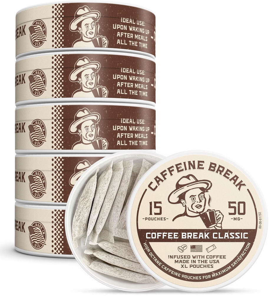 ALP Supply Co - Coffee Break Caffeine Pouches - Smooth Coffee Flavor - Clean, Bold Energy Anytime - Made in USA - 50mg Caffeine Each - 15 Pouches