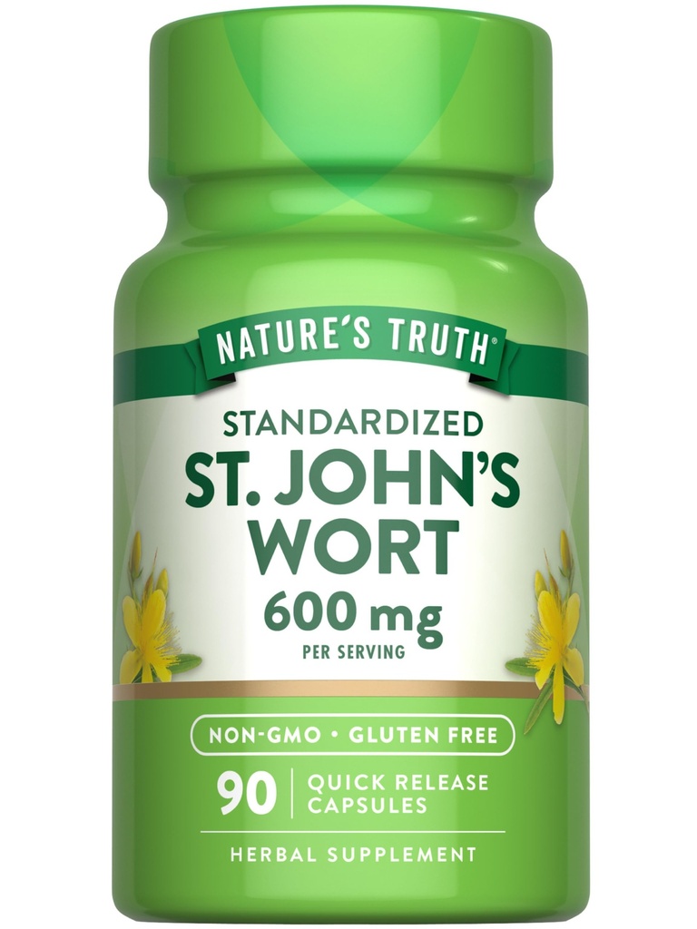 La verdad de la naturaleza St Johns Wort 600mg ← 90 Capsules ← Standardized Extract Silencio No GMO &amp; Gluten Free Supplement
