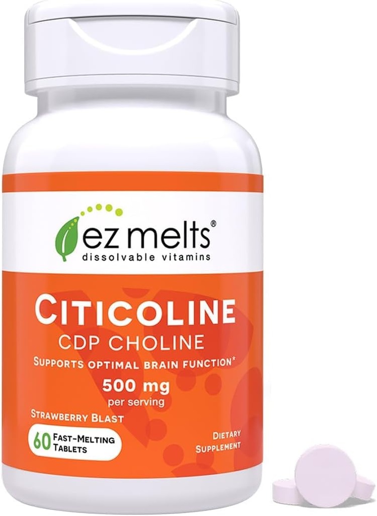 EZ Melts Dissolvable Citicoline Suplemento 250 mg, sin azúcar, 2 meses de suministro - 1 paquete