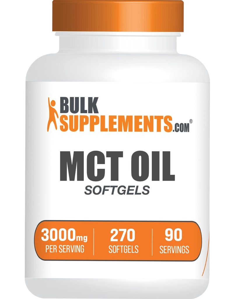 BulkSupplements.com MCT Oil Softgels - Medium Chain Triglyceride, MCT Supplement, MCT Oil 3000mg - for Energy Support, Gluten Free, 3 Softgels per Serving, 270 Count (Pack of 1)