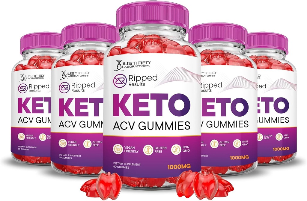 Laboratorios Justificados (5 Pack Resultados Ripped Keto ACV Gummies Avanzados Fórmula 1000MG Resultados Ripped Formulado con Pomegranate Beet Juice Powder B12 Vegan No GMO 300 Gummys