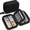 Zannaki Cute Pill Organizer for Purse with Two Removable 7-Day Pill Box, Travel PU Leather Pill Case, Portable Weekly Pill Container with Storage Bag to Hold Vitamins, Fish Oils, Supplements (Black)