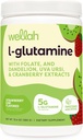 Wellah L-Glutamine Powder Strawberry Kiwi (50 Servings) - 5g L-Glutamine Por Serving, Endulzado con Stevia