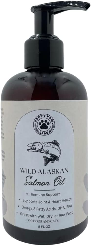Aceite de salmón de Alaska silvestre puro para perros &amp; gatos - Omega 3 Skin &amp; Coat Suplemento, EPA natural + DHA Fatty Acids for Joint Function, Brain, Immune & Heart Health (8 FL OZ)