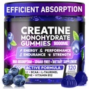 Creatine Gummies Monohydrate Complex for Men & Women, 9000MG Creatine Pre-Workout Supplement Enhance Muscle Strength Recovery Cognitive Health & Memory, 120 Gummies Sugar Free Vegan Non-GMO