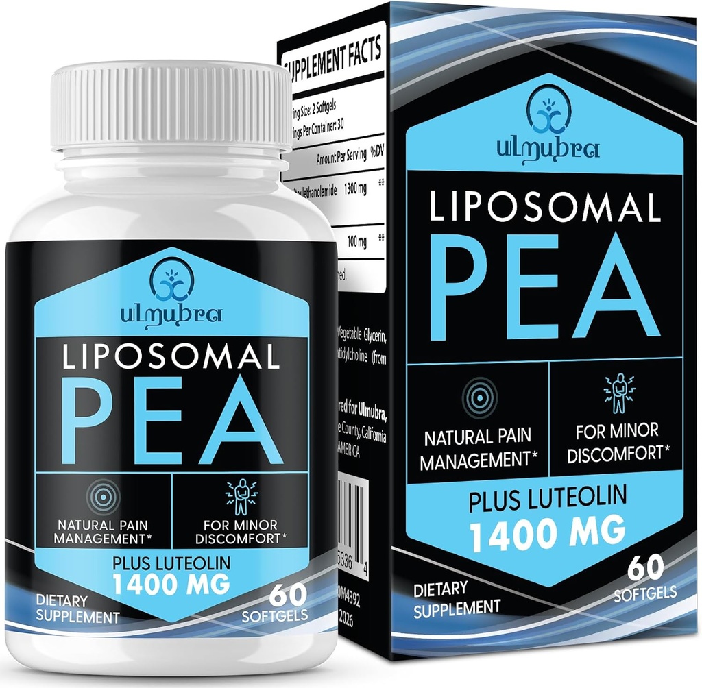 Liposomal Palmitoylethanolamida 1300 MG Plus Luteolin 100 MG, Absorción Superior, Suplemento de Pea Micronizada para la Gestión de Movilidad, 60 Softgels