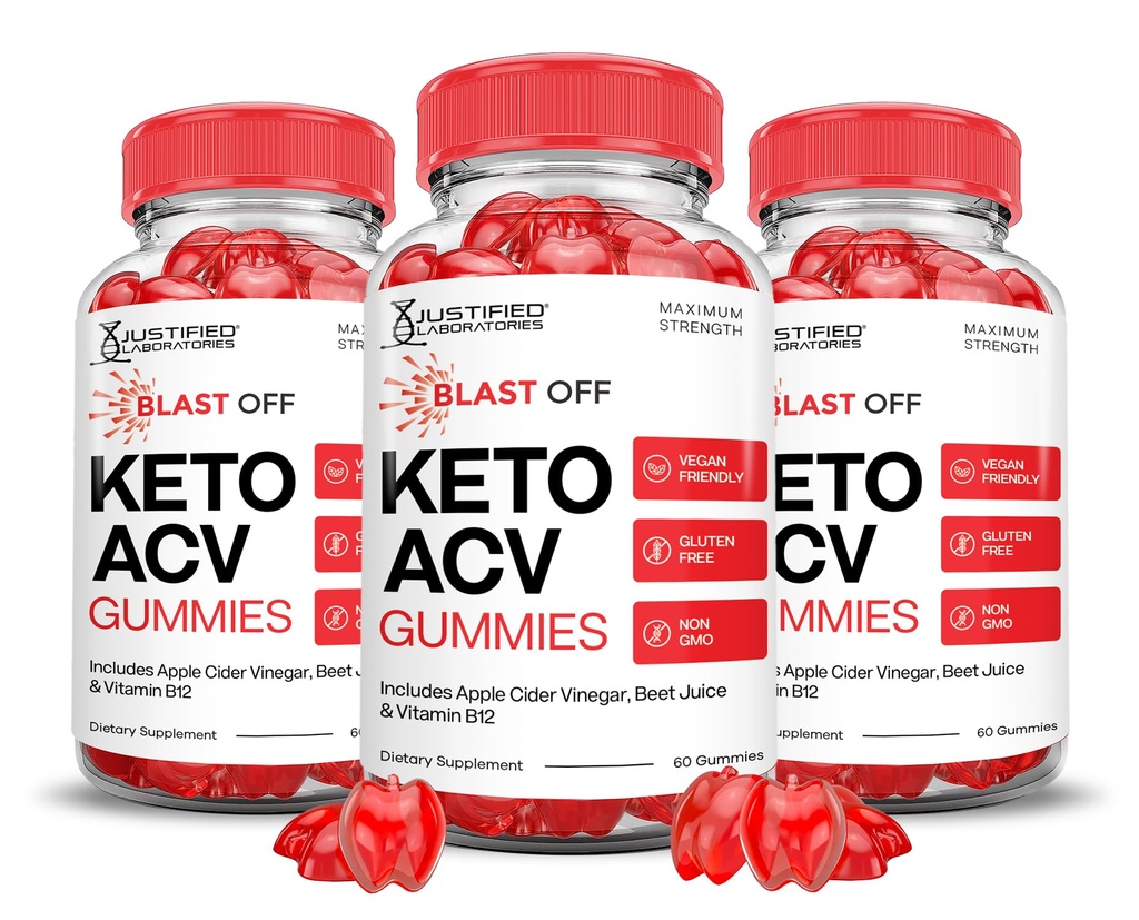 (3 Pack) Blast Off Keto ACV Gummies Advanced Formula 1000MG Blast Keto Gummies Apple Cider Vinegar Formulated with Pomegranate Beet Juice Powder B12 Vegan Non GMO 180 Gummys