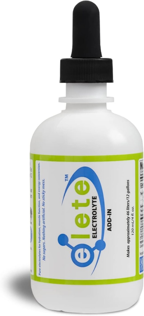 elete Electrolyte Add-in Hydration Drops ¦ Sodium, Magnesium, Potassium & Trace Minerals ← Desarrollado, Todo Natural Silencioso Leg &amp; Muscle Cramp Relief ← Transformar cualquier bebida en una bebida deportiva, 4 onzas