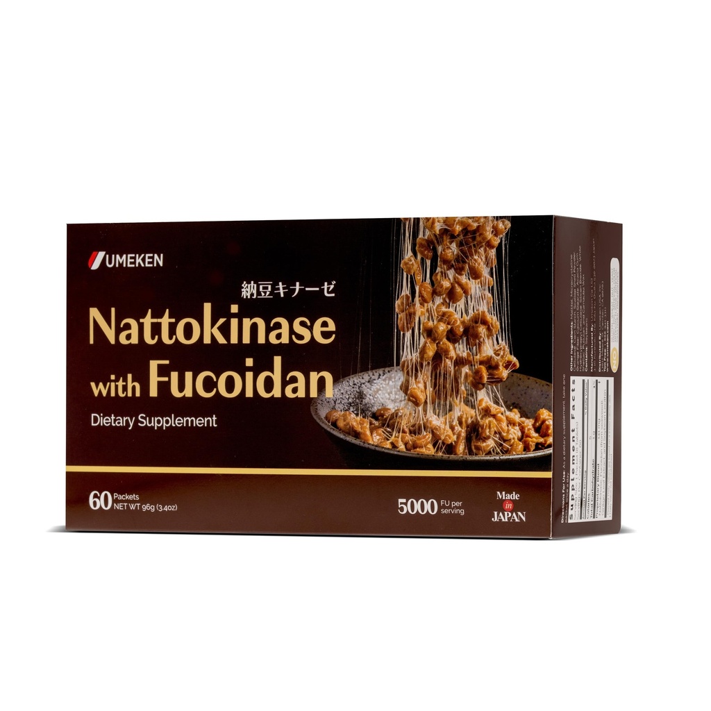 Umeken Nattokinase Plus Fucoidan, Nattokinase Supplement, 5000FU Natto, Odor Free, Easy to Take, Okinawan Fucoidan, Japanese Supplement, 60 Counts, Pack of 1