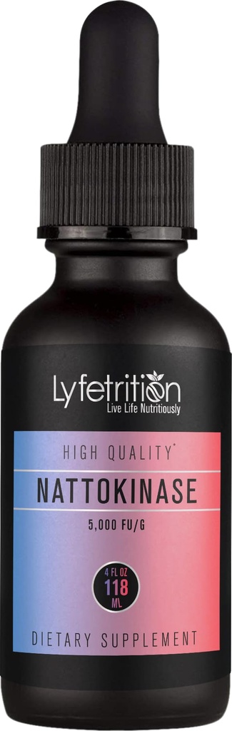Lyfetrition Nattokinase 5,000 FU/G 118 ml, 4 FL Oz Liquid, 220 Servings, Made in USA, Quick Absorption, Potent Ingredients, Non-GMO