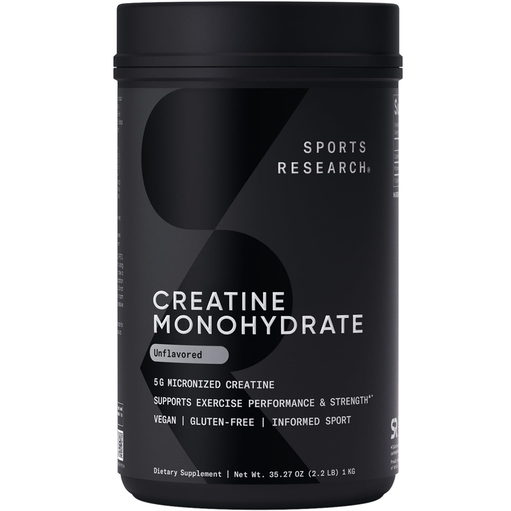 Investigación Deportiva Monohidrato de Creatina - Ganar el músculo magro, mejorar el rendimiento y la fuerza y la recuperación de entrenamiento de apoyo - 5 g Cretina micronizada - 35.27 oz