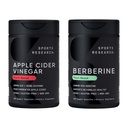 Sports Research Blood Control Pack - Organic Apple Cider Vinegar 500mg w/Cayenne Pepper + Berberine - Herbal Ayurvedic Metabolic Health Support