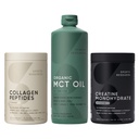 Sports Research® Supplements Pack - Organic MCT Oil C8, C10, C12 + Hydrolyzed Type 1 & 3 Collagen Powder Protein + Creatine Monohydrate