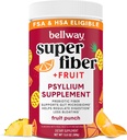 Bellway Super Fiber Powder + Fruit, Sugar Free Organic Psyllium Husk Powder Fiber Supplement for Regularity, Bloating Relief & Digestive Health, Plant-Based, Fruit Punch (50 Servings)